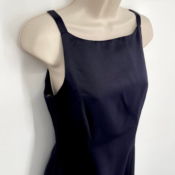 Betsy & Adam by Jaslene NEW High Neck Maxi Dress Gown Sz 6 Ink Flare Skirt Lined - Picture 2 of 8